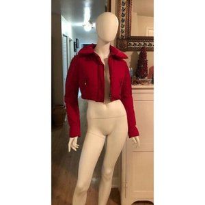 AUTHENTIC FLAVIO CASTELLANI RED DOWN CROPPED PUFFER COAT SEEN ON "YOUNGER" SZ 4